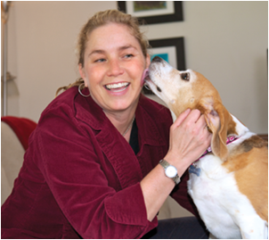 CSUEB Associate Professor Dawna Komorosky with her beagle, Carly.